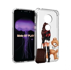 Чехол MyPads девушка-с-модным-чемоданом женский для Motorola Moto G7 Play