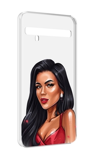 Чехол MyPads Брюнетка-в-красном-платье для TCL 10 Pro / TCL 10 + Plus