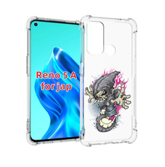 Чехол MyPads нарисованный скелет на скейт борде для Oppo Reno 5A