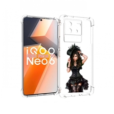 Чехол MyPads стройная-девушка-в-черном-платье для Vivo iQoo Neo 6 5G
