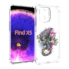 Чехол MyPads нарисованный скелет на скейт борде для Oppo Find X5