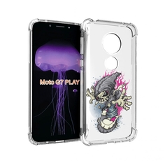 Чехол MyPads нарисованный скелет на скейт борде для Motorola Moto G7 Play