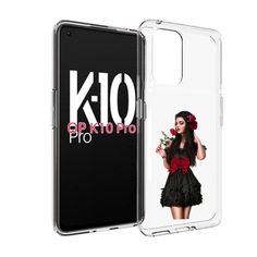 Чехол MyPads девушка-в-черном-платье-с-розой женский для OPPO K10 Pro