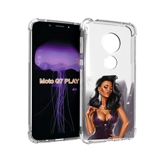 Чехол MyPads нарисованная-девушка-в-фиолетовом-платье женский для Motorola Moto G7 Play
