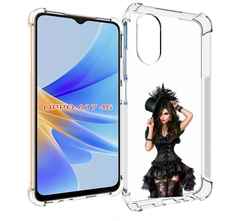Чехол MyPads стройная-девушка-в-черном-платье для OPPO A17
