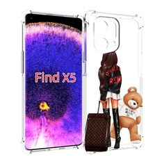 Чехол MyPads девушка-с-модным-чемоданом женский для Oppo Find X5