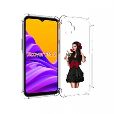 Чехол MyPads девушка-в-черном-платье-с-розой женский для Samsung Galaxy Xcover Pro 2