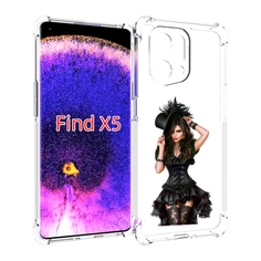 Чехол MyPads стройная-девушка-в-черном-платье для Oppo Find X5