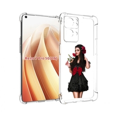 Чехол MyPads девушка-в-черном-платье-с-розой женский для OPPO Reno7 Pro 5G