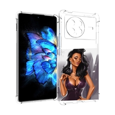 Чехол MyPads нарисованная-девушка-в-фиолетовом-платье женский для Vivo X Note 5G