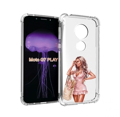 Чехол MyPads Девушка-в-мини-платье женский для Motorola Moto G7 Play