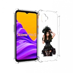 Чехол MyPads стройная-девушка-в-черном-платье для Samsung Galaxy Xcover Pro 2