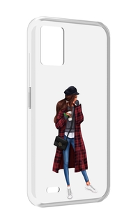 Чехол MyPads девушка-в-клетчатом-пальто для UMIDIGI Bison 1