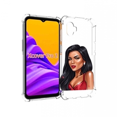 Чехол MyPads Брюнетка-в-красном-платье для Samsung Galaxy Xcover Pro 2
