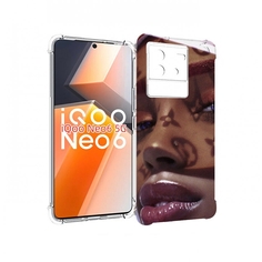 Чехол MyPads лицо девушки тень женский для Vivo iQoo Neo 6 5G