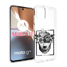 Чехол MyPads черно белая ваза в абстракции для Motorola Moto G32