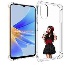 Чехол MyPads девушка-в-черном-платье-с-розой женский для OPPO A17