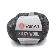 Пряжа YarnArt Silky Wool, 25 г, 190 м шёлковая вискоза, меринос 335 чёрный, 10 мотков