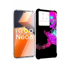 Чехол MyPads скелет-робот-фиолетовый для Vivo iQoo Neo 6 5G