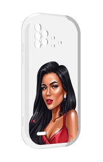 Чехол MyPads Брюнетка-в-красном-платье для UMIDIGI Bison X10 / X10 Pro