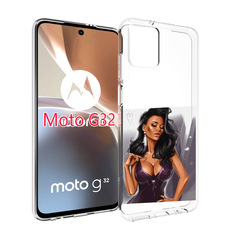 Чехол MyPads нарисованная-девушка-в-фиолетовом-платье женский для Motorola Moto G32