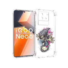 Чехол MyPads нарисованный скелет на скейт борде для Vivo iQoo Neo 6 5G