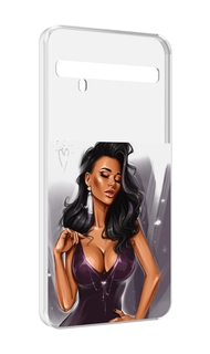 Чехол MyPads нарисованная-девушка-в-фиолетовом-платье женский для TCL 10 Pro