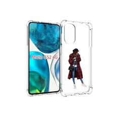 Чехол MyPads девушка-в-клетчатом-пальто для Motorola Moto G82 / Moto G52