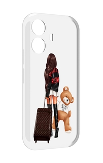 Чехол MyPads девушка-с-модным-чемоданом женский для Vivo Y77E / Vivo iQOO Z6 Lite