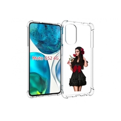 Чехол MyPads девушка-в-черном-платье-с-розой женский для Motorola Moto G82 / Moto G52