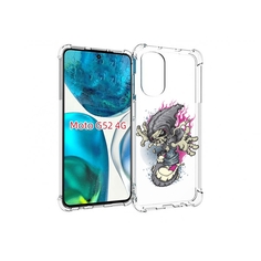 Чехол MyPads нарисованный скелет на скейт борде для Motorola Moto G82 / Moto G52