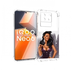 Чехол MyPads нарисованная-девушка-в-фиолетовом-платье женский для Vivo iQoo Neo 6 5G