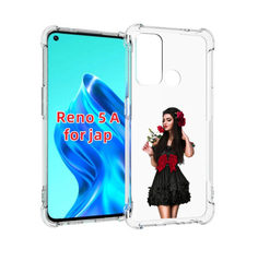 Чехол MyPads девушка-в-черном-платье-с-розой женский для Oppo Reno 5A