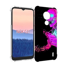 Чехол MyPads скелет-робот-фиолетовый для Nokia C21