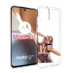 Чехол MyPads девушка-в-прозрачной-одежде для Motorola Moto G32