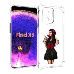Чехол MyPads девушка-в-черном-платье-с-розой женский для Oppo Find X5