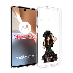 Чехол MyPads стройная-девушка-в-черном-платье для Motorola Moto G32