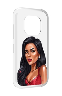 Чехол MyPads Брюнетка-в-красном-платье для Doogee V20