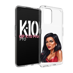 Чехол MyPads Брюнетка-в-красном-платье для OPPO K10 Pro