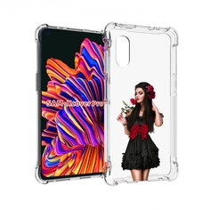 Чехол MyPads девушка-в-черном-платье-с-розой женский для Samsung Galaxy Xcover Pro 1