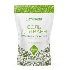 Соль для ванн Synergetic магниево-сульфатная с маслом эвкалипта, 1 кг
