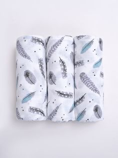 Пеленка из муслина "Перья" 3 шт. (120*135) Bio Textiles