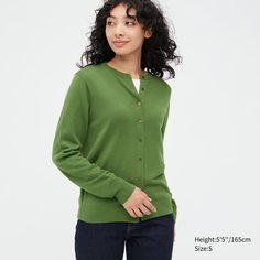 Кардиган женский UNIQLO 450510COL51 зеленый M (доставка из-за рубежа)