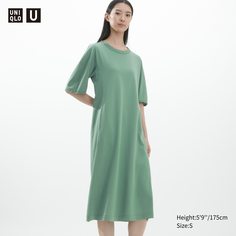 Платье женское UNIQLO 455688COL53 зеленое M (доставка из-за рубежа)