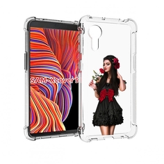 Чехол MyPads девушка-в-черном-платье-с-розой женский для Samsung Galaxy Xcover 5