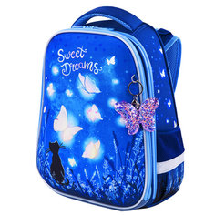 Ранец Brauberg PREMIUM с брелком Sweet dreams, светящийся, 38х29х16 см, 270593 синий