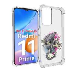 Чехол MyPads нарисованный скелет на скейт борде для Xiaomi Redmi 11 Prime 4G