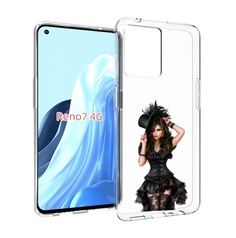 Чехол MyPads стройная-девушка-в-черном-платье для OPPO RENO 7 4G