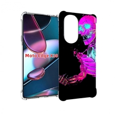 Чехол MyPads скелет-робот-фиолетовый для Motorola Moto Edge X30