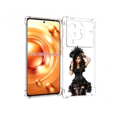 Чехол MyPads стройная-девушка-в-черном-платье для Vivo X80 PRO